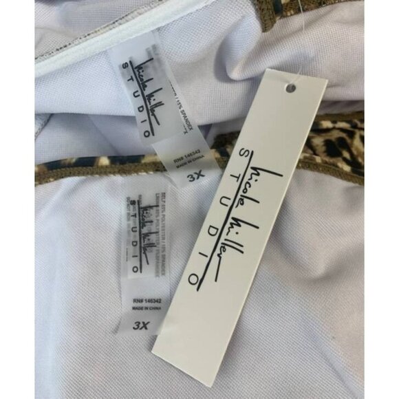 Nicole Miller Tier Tankini Swimsuit Women Plus Size 1X Cheetah Brown NWT New B88 - Picture 8 of 12